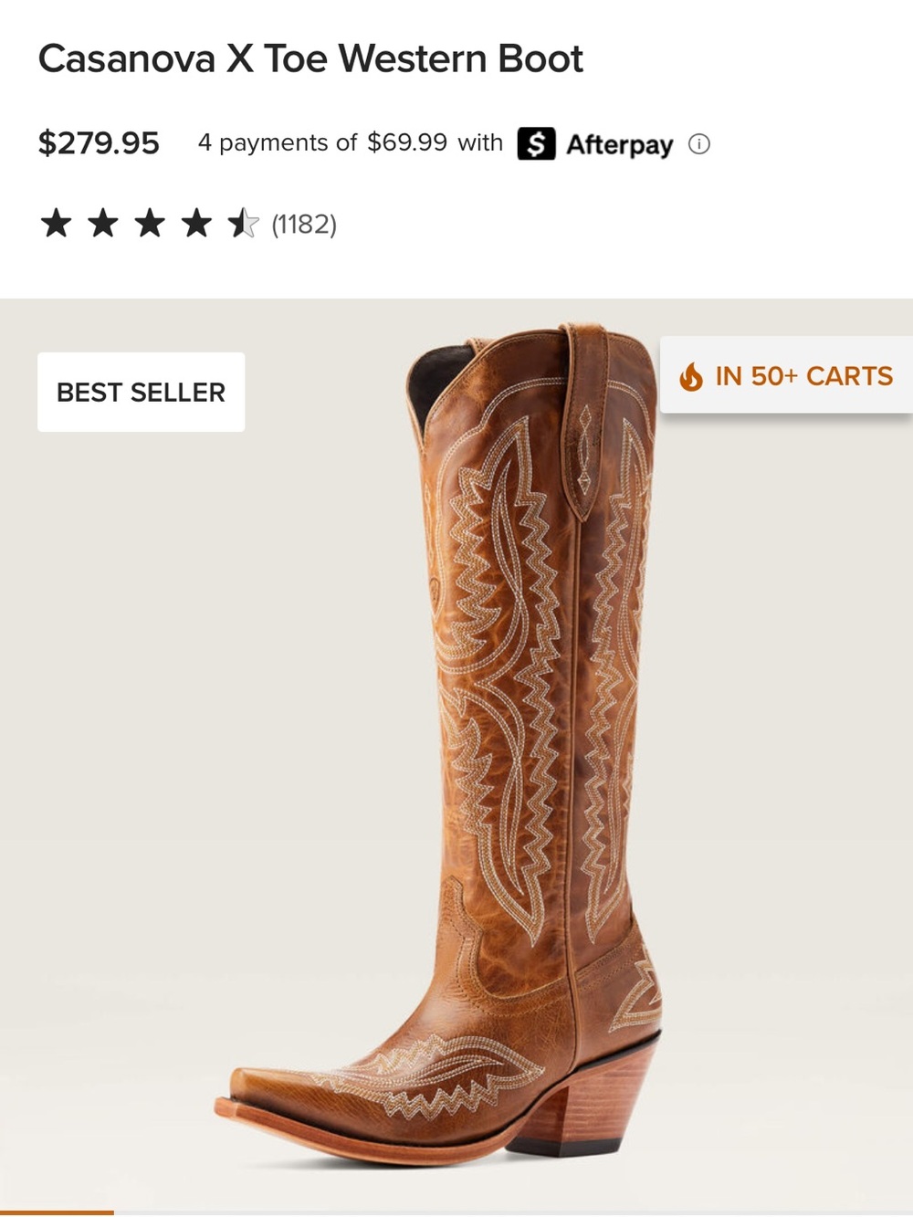 Ariat Casanova X Toe Western Boot - Chestnut Brown
